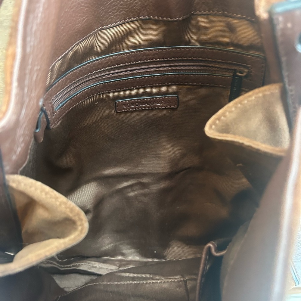 BCBG MAXAZRIA Brown Suede Leather Purse Tote Shoulder Bag - Picture 7 of 10